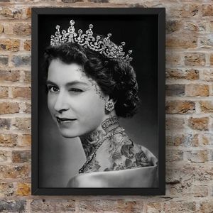 Queen Elizabeth II Art Tattoo Wink Premium Print Framed 11x8.5